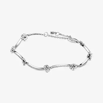

2020 New Authentic 925 Sterling Silver Sparkling Daisy Flower Bracelet For Women Fashion Charm Bracelet DIY Jewelry Making