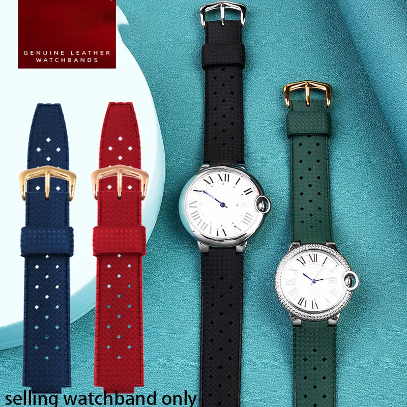 Rubber watchband for cartier blue balloon series watch strap men's convex interface wristband 20 * 11mm 12mm 22 14mm belt | Наручные
