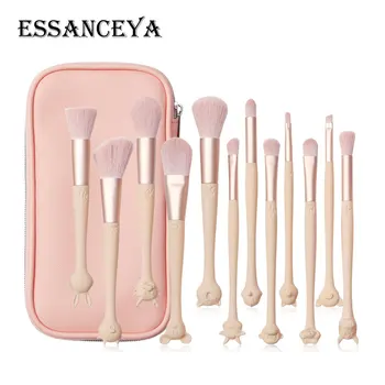 

ESSANCEYA 12 Pcs Pro Makeup Brushes Set Pink Lip Foundation Eye Shadow Blush Powder Concealer Makeup Brush Tool Maquiagem