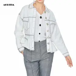 2019 Женская Осенняя куртка с отложным воротником пальто с длинными рукавами белые куртки