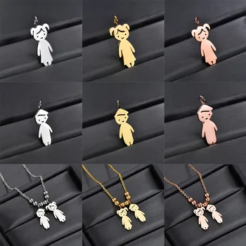 

New Stainless Steel Necklace Boy & Girl Lover Family Blank Stamping Tags Gold Silver Color Charms Necklaces Gift 45cm long, 1 PC