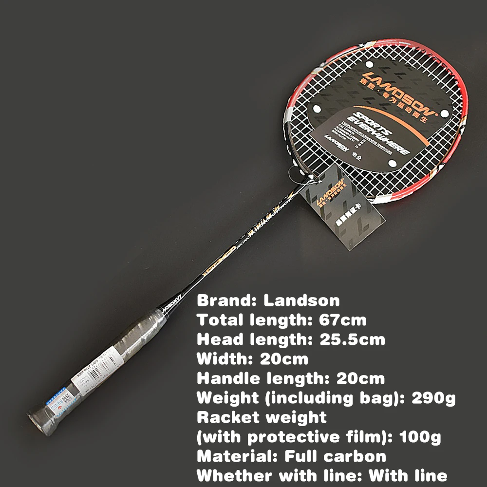 Ракетка для бадминтона Landson One карбоновая прочная эластичная демпфирующая ручка