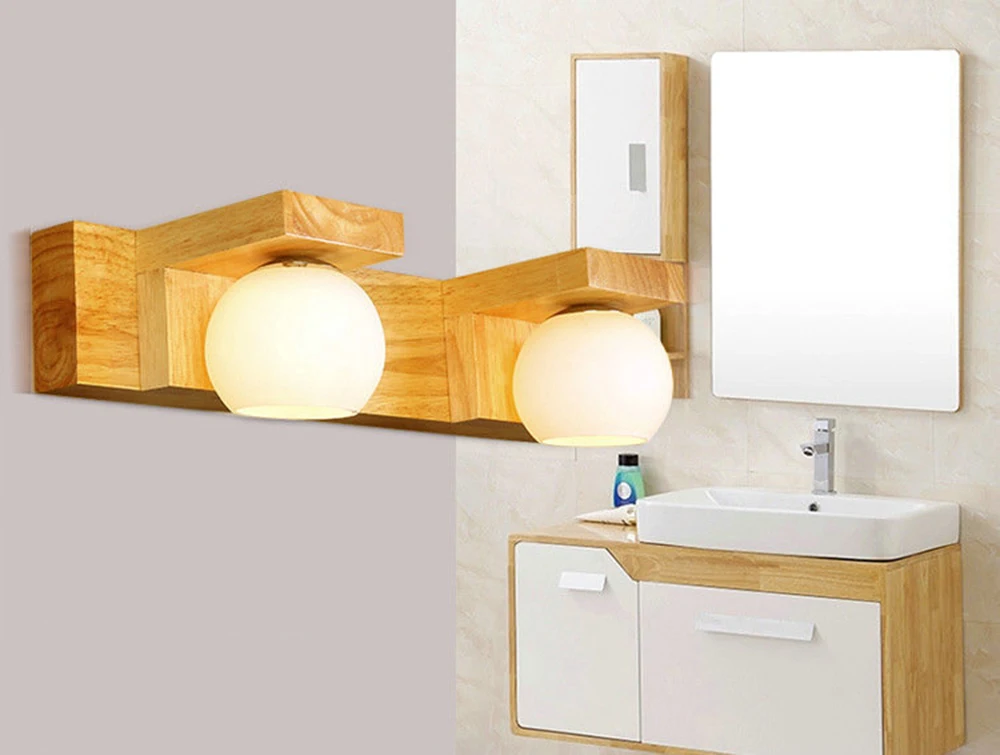 Luminária de Parede Moderna para Espelho de Banheiro Longa de Madeira Interior de Casa Lâmpada Iluminação g4 Led 110v 220v 5 Luminárias de parede