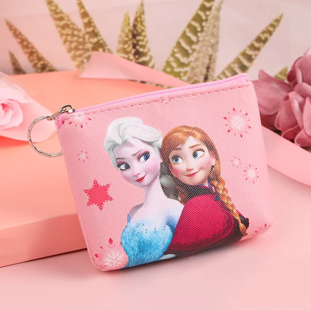 Disney Cartoon new Fashion Frozen Elsa Anna Coin Purse Personalized Pu  Leather Wallet girl's doll accessories Clutch Storage bag