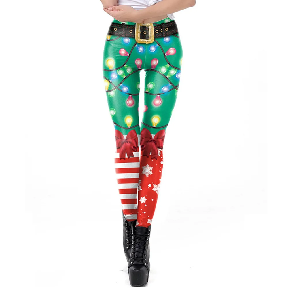 

Women New Leggings Ugly Christmas Pants Fake Festive Snowflake Bell Gifts Sexy Leggings Print Autumn Winter Slim Stripe Leggins