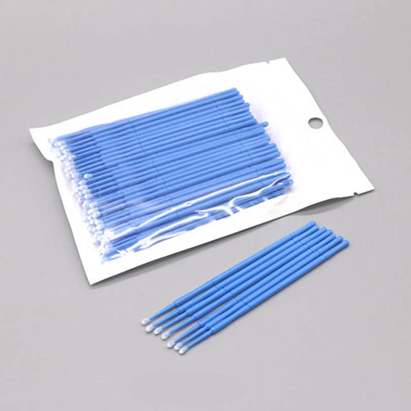 Blue Large 100 шт Одноразовые микро щетки ресницы человека Расширение Удаление ресниц тампон микро щетка для ресниц Макияж ватные палочки - Цвет: Blue Large