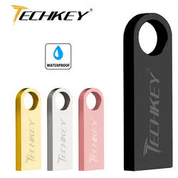 Новый TECHKEY карту флэш-памяти с интерфейсом usb 64 GB 32 GB 16 GB 8 GB 4 GB накопитель флешки водонепроницаемый металлический Серебряный диск u memoria