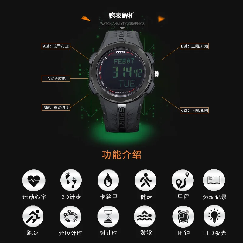 

MEN'S Watch New Concept Electronic Watch Waterproof Special Forces-Style Simple Fashion 2018 New Style Students MEN'S Watch Spor