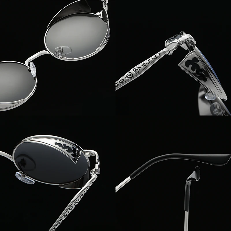 Металлические круглые стимпанк Солнцезащитные очки для мужчин и женщин модные