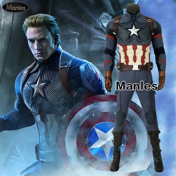 

Avengers 4 Endgame Captain America Costume Steven Rogers Cosplay Quantum Realm Adult Full Set Boots Halloween Christmas Carnival