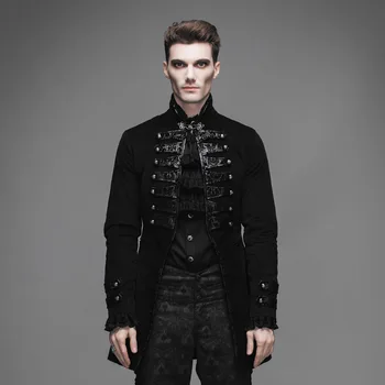 

Devil Fashion Men's Gothic Vintage Noble Victorian Jackets Steampunk Flocking Pattern Single Button Coats Casual Outerwear