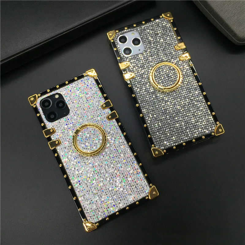 Luxury Glitter Sequins Cover Fashion Square Phone Case for Samsung Galaxy  S23 Ultra S21 Ultra S10 S20 FE S22 Plus S9 Note 20 10