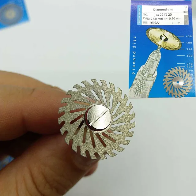 Dental Ultra-thin 0.20mm Double Sided Diamond Cutting Disc for separating polishing ceramic crown plaster or jade with mandrels Jm22D20