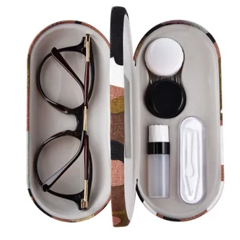 

Creative Dual Use Glasses Case Handmade 2 In 1 Double Interlayer Box Multi-purpose Portable Contact Lens Boxes