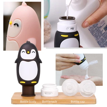 

3 cartoon 80ML waterproof silicone travel bottles portable outdoor travel bottles multi-purpose compression bottles