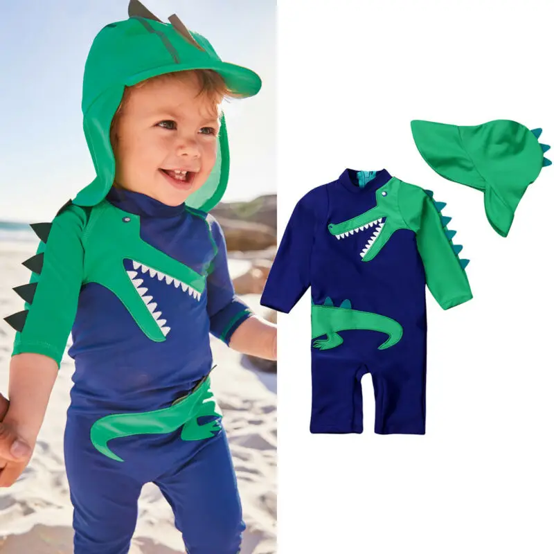 Summer Kid Boy Dinosaur One-piece Swimsuit Swimwear UV Sun Protection Swimming Costume Bathing Suit Outfit |