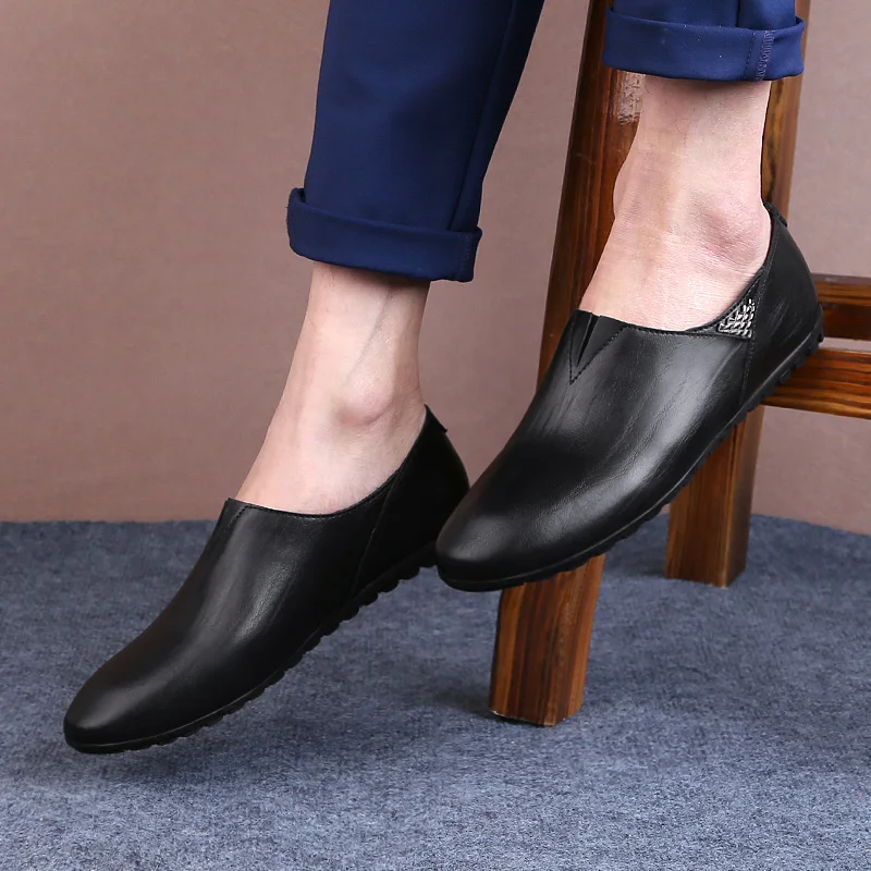 

spring autumn Men Casual Shoes fashion Slip On Outdoor Quality genuine Leather Men Loafers Breathable Soft Male Driving Shoes k3