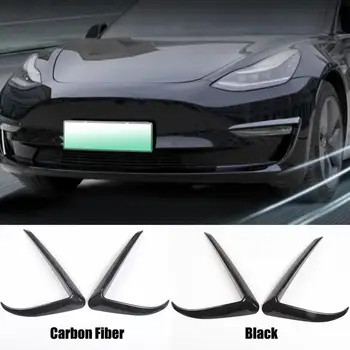 

2Pcs Car Front Foglight Eyebrow Eyelids Cover Fit For Tesla Model 3 Trim Sticker Front Lip Light Eyebrow Decoration Accessories