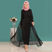 WEPBEL, женское мусульманское платье, абайя, 2 шт, кружево, полный рукав, летняя мода, повседневное, элегантное, новинка, о-образный вырез, для девушек, тонкие, длинные, макси платья