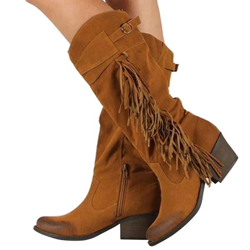 ladies tan heeled boots