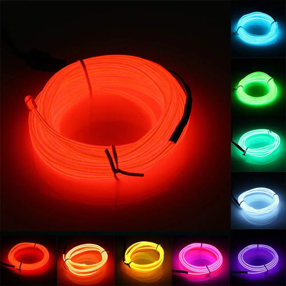 

AA Batteries Control EL Wire 1/2/3/4/5M 10colors Portable Neon Lights for Parties Halloween Blacklight Run DIY Decoration D30