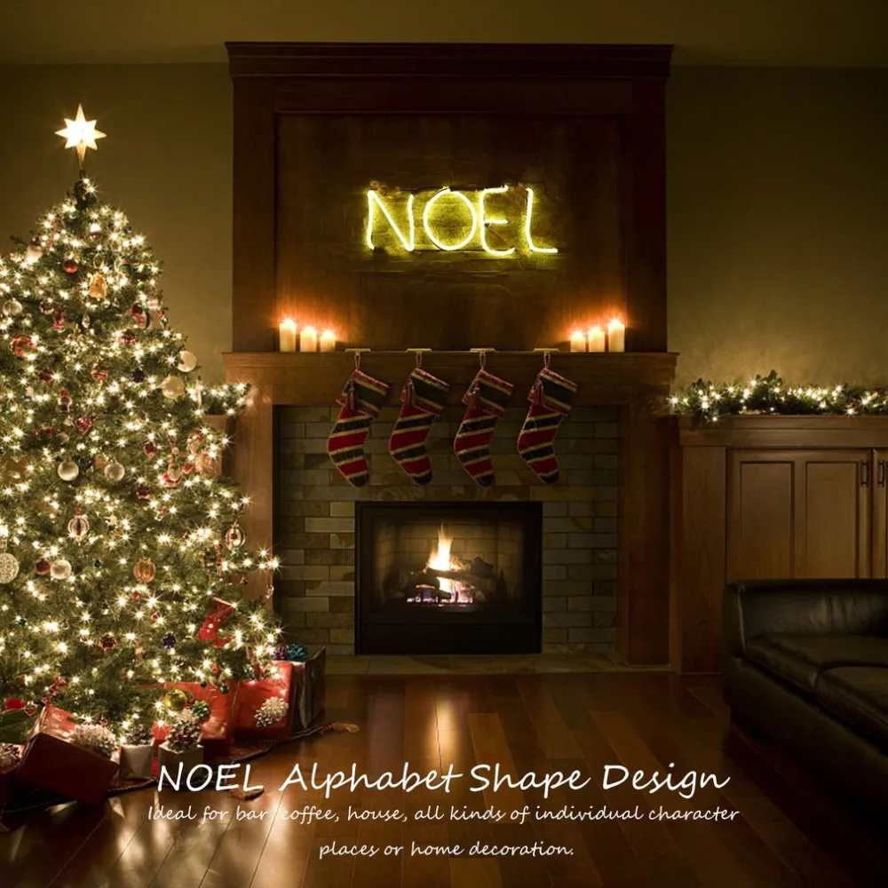 Neon Sign Light NOEL Alphabet Shape Design Room Wall Decorations Home Love Ornament Coffee Bar Mural Crafts