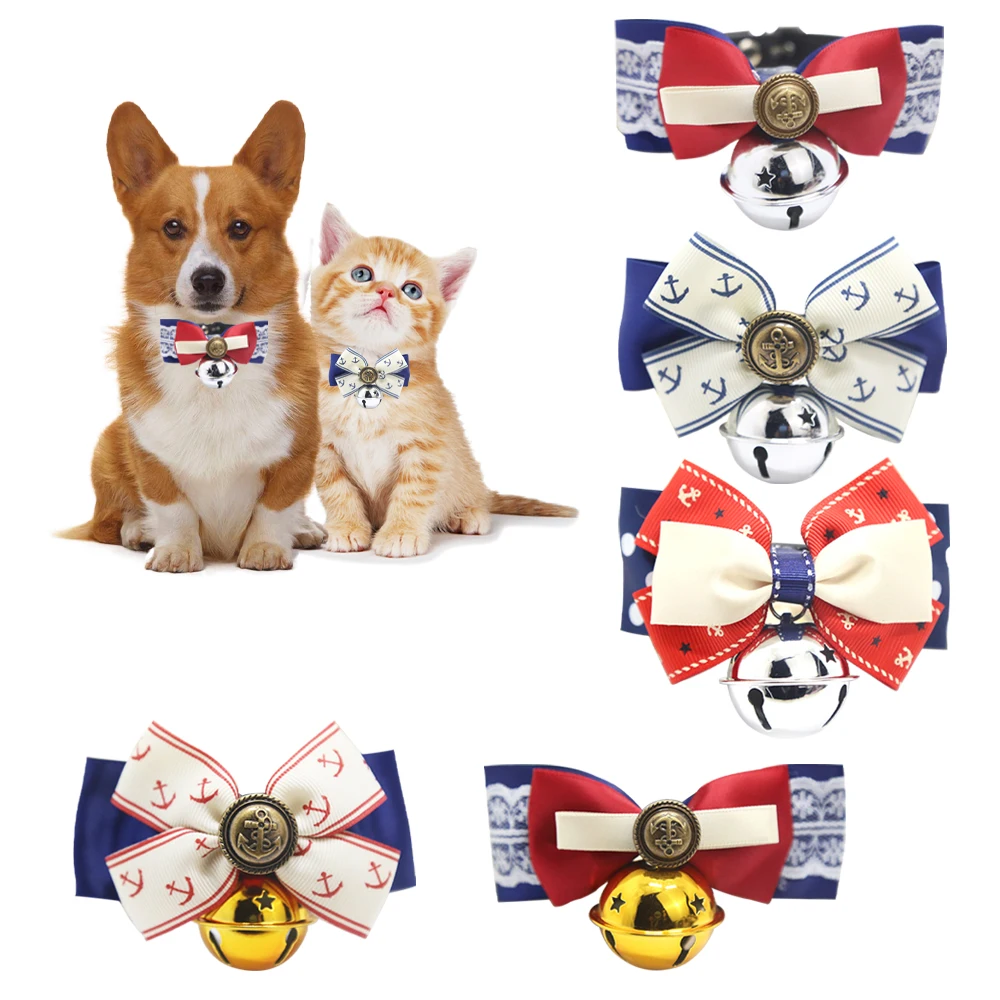 

Pet Collar Dog Tie Teddy Green Lace Bow Cat Bell Collar Jewelry Gentle Gentleman Than Bear Pet Supplies