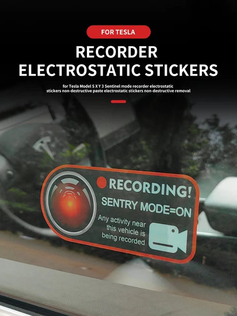 Model 3 Sentry Mode Static Sticker for Tesla Model 3 SXY Car Camera Record  Window Stickers Paste Without Trace (2PCS Red)