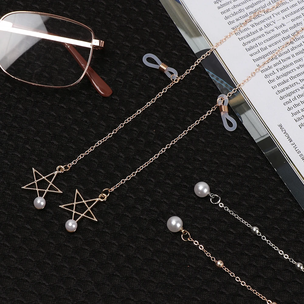 Модная металлическая цепь для очков с жемчугом винтажная звезда шнурок