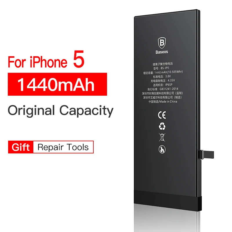 Аккумулятор для мобильного телефона Baseus для iPhone 8, 7, 6, 6s s Plus, 5, 5S, 5c, 7 plus, 6 plus, сменный аккумулятор для iPhone7, iPhone6 - Цвет: 1440mAh For iP 5