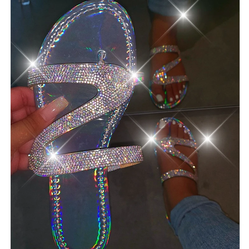 

Women Summer Flat Bling Slippers Transparent Soft Jelly Shoes Female Flip Flops Sandals Outdoor Beach Ladies Slides Plus Size 01