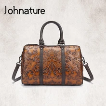 Новинка года. Винтажные женские сумки из натуральной кожи. Сумки через плечо с цветочным принтом на молнии. Универсальные сумки из коровьей кожи с открытым карманом для отдыха