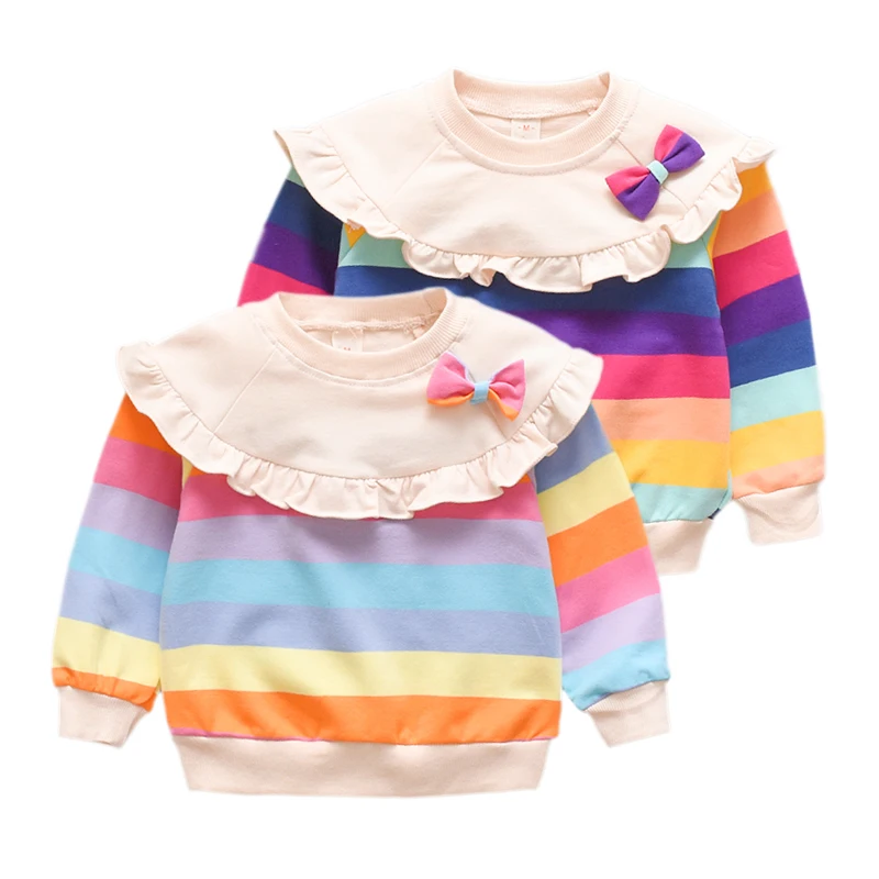 

Autumn Kids Casual Toddler Blouse Long Sleeve Baby Girl Striped Sweatshirts With Bowknot Sweatshirts Outerwear Set