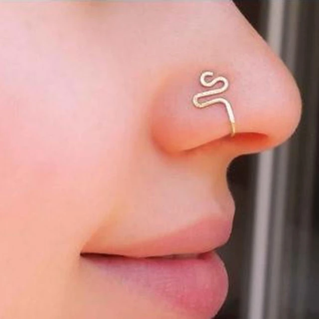 Silver Fake Nose Ring Hoop Piercing 24 Gauge Faux Nose Ring No Piercing  Needed Clip on Nose Jewelry - Etsy