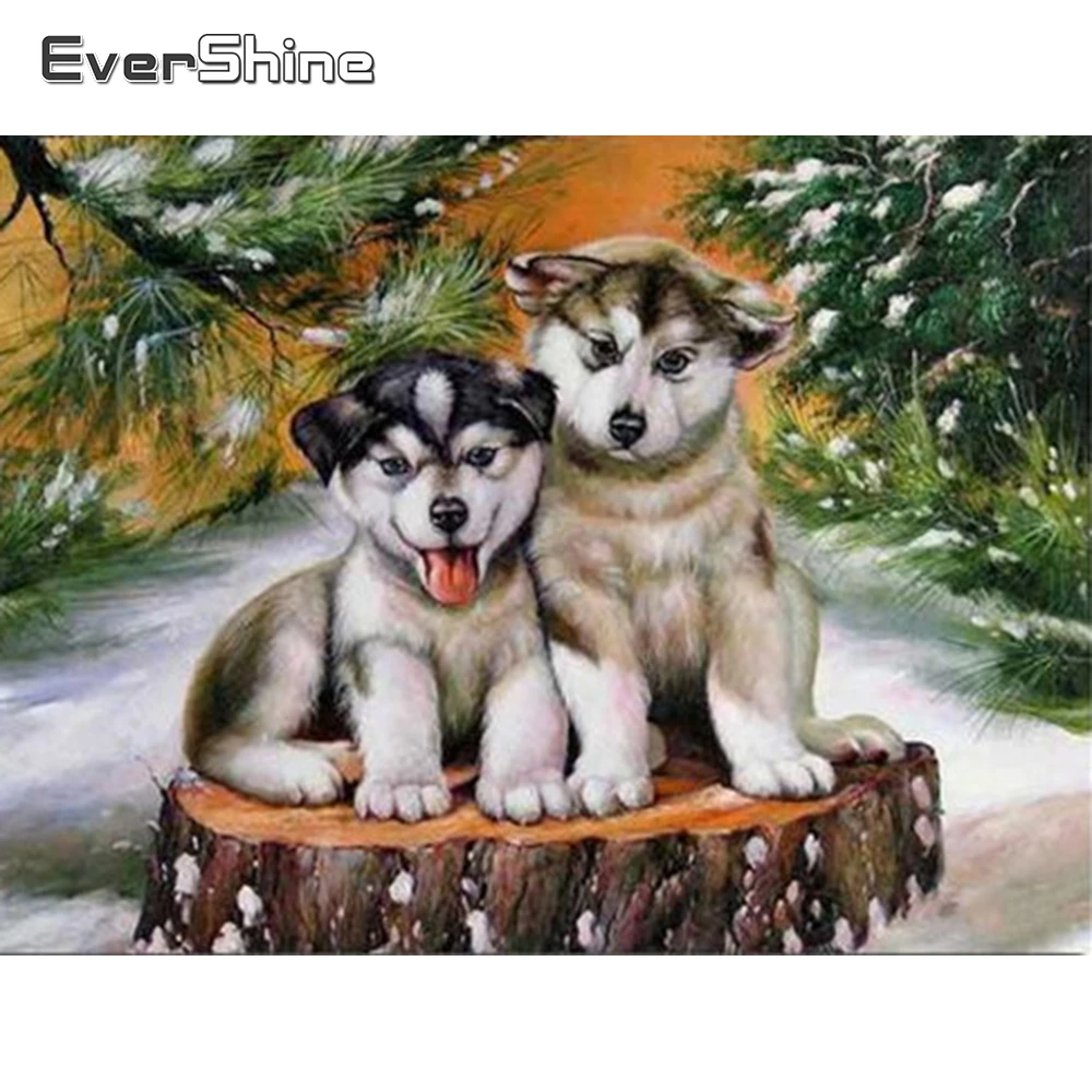 Evershine Diamond Mosaic Animal Full Square Embroidery Dog Crystal Painting Cross Stitch Kit Home Decor | Дом и сад