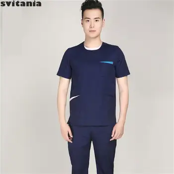 

Svitania New Scrub set Clothes Men's Short Sleeve Dental Pet Hospital Doctor's Nurse Uniform