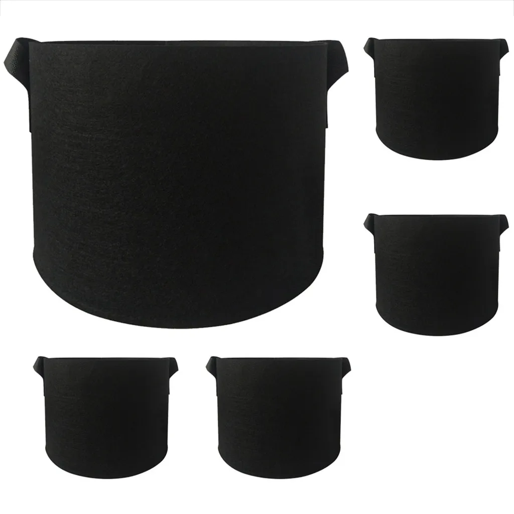 5PC 25x22cm 5 шт. тканевые сумки для выращивания, дышащие горшки для цветов, мешочек для корня, контейнер для растений, умные горшки с ручками, Садовые принадлежности, плантаторы - Цвет: 5PC 25x22cm