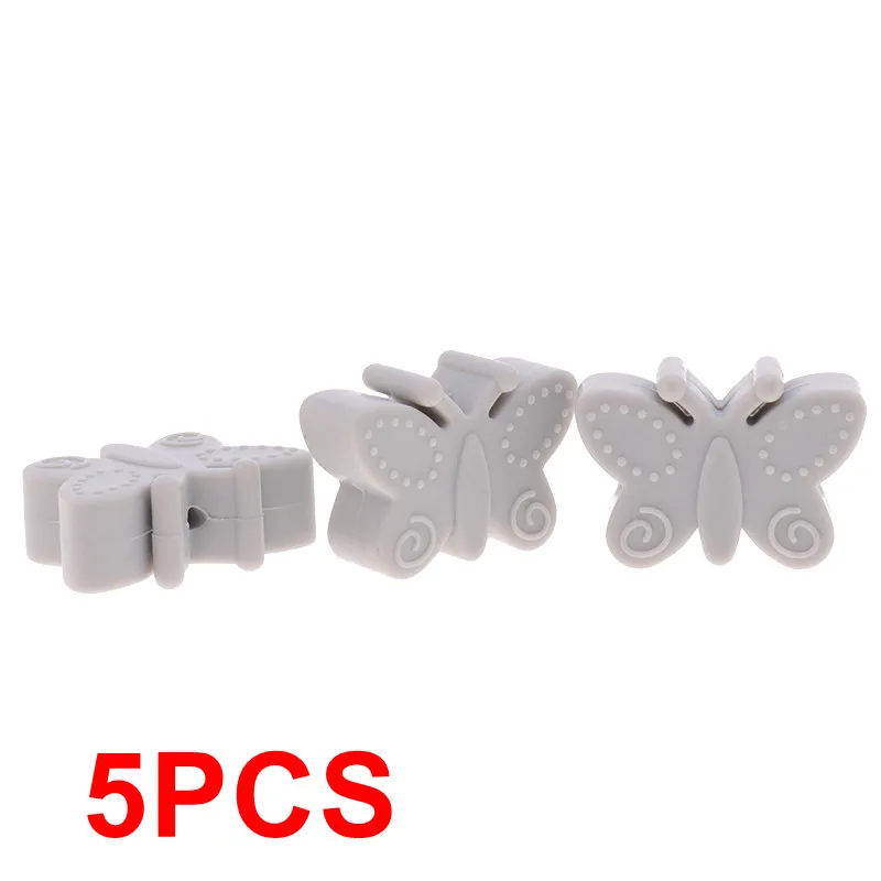 B-71 Light Gray Fkisbox 5pc Rodent Silicone Unicorn Baby Teether Beads Flower Mordedor BPA Free Infant Chewing Teething Necklace Bunny Cloud Fox - Цвет: B-71 Light Gray