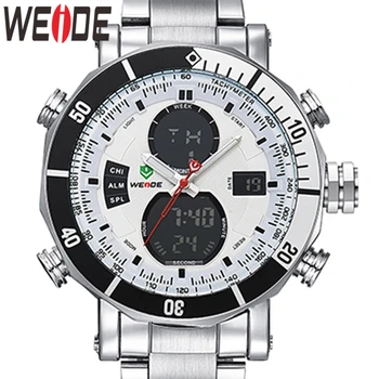 WEIDE Sport Men Stopwatch AutoDate Military Army Quartz Repeater Digital Quartz Alarm Multiple Time Zone Watch Relogio Masculino weide stainless steel band luxury watch men sport back light analog digital quartz double movement auto date alarm stopwatch