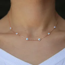 Золотое ожерелье с бусинами от злых глаз, турецкое колье на удачу, колье на цепочке, цепочка на шею, модные женские круглые бусы, ювелирные изделия из металлического сплава