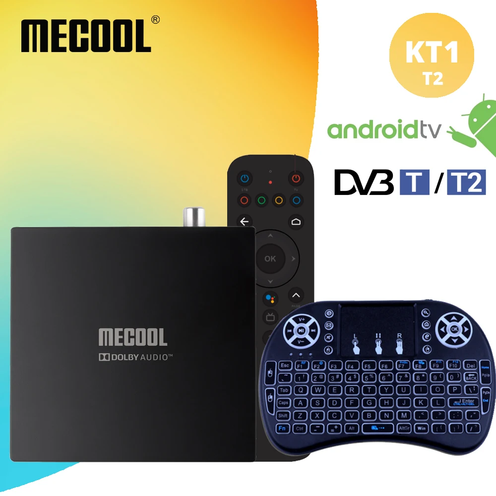 ТВ-приставка Android 10 Mecool KT1 DVB T2/T/C наземная 4K Google сертифицированная 2G + 16GB Dolby 2T2R Dual Wifi