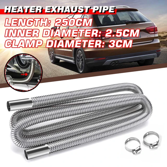 250cm Stainless Steel Car Exhaust Pipe Parking Air Heater Tank Diesel Vent  Hose