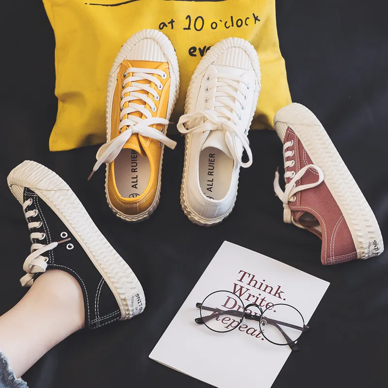 

2019 Cloth Shoes Students Women's Korean-style Sail Spring And Summer New Style Running Casual Board Shoes INS round-Toe Vulcani