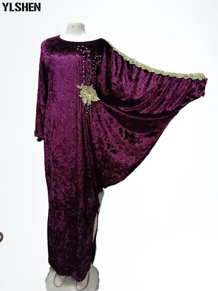 Velvet African Long Maxi Dresses for Women Evening Party Dress Christmas Dashiki Africa Clothes Plus Size Casual Muslim Robe 07