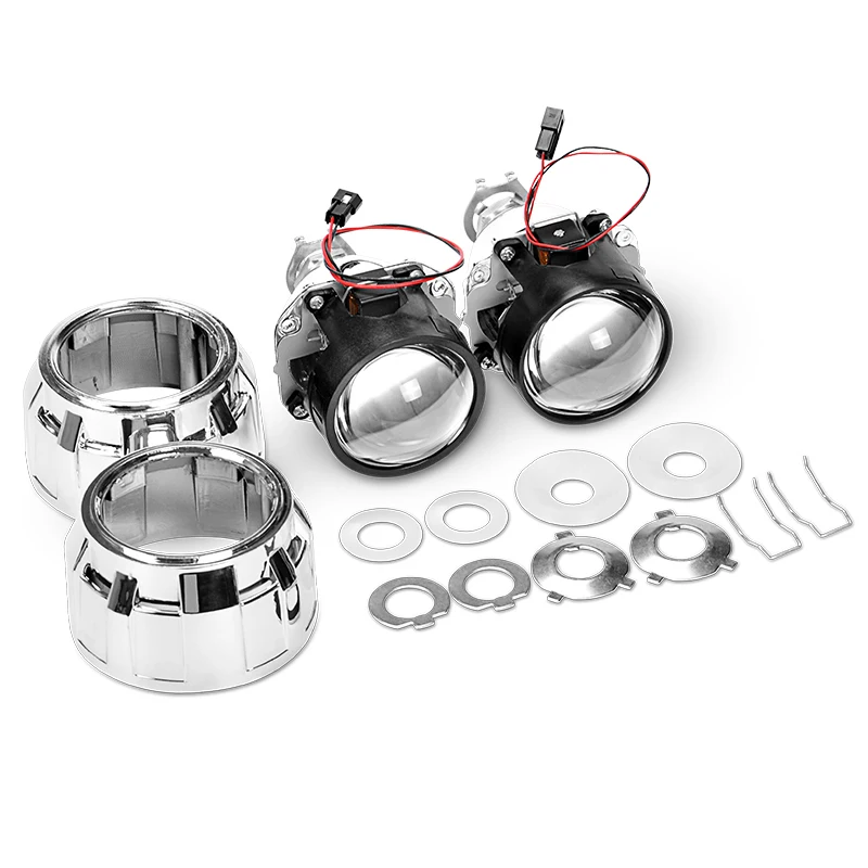 

H1 H7 H4 Mini 2.5 inch Bi Xenon Projector Lenses Mask Silver Shroud Car HID Headlight Projector Kit Lens Car Styling Accessories