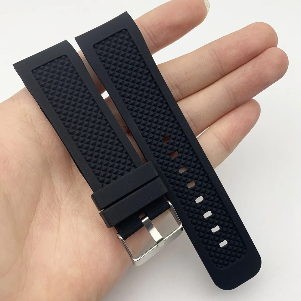 24 Millimetri Di Silicone Cinturino Curved End Strap Per Tissot Per Seiko Guardano Accessori Watch Band Acciaio Inox Fibbia Pieghevole Del Cinturino D