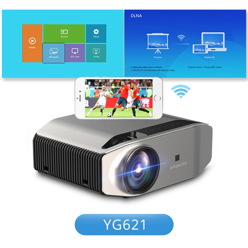 Everycom YG620 Full HD Projector Native 1080P Proyector YG621 Wireless WiFi Multi-Screen VGA USB LED Movie Beamer Home Theater projector mobile Projectors