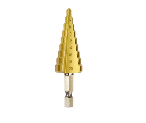 Factory sale 3pcs 1/4 Step Cone Taper Drill Bit Set Hole Cutter Metric Titanium Coated Metal Hex Stepped Drill Bits 4-12/20/32mm Factory sale 3pcs 1/4 Step Cone Taper Drill Bit Set Hole Cutter Metric Titanium Coated Metal Hex Stepped Drill Bits 4-12/20/32mm