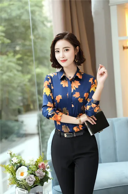 Ataque de nervios varilla componente Moda impresa 2018 nuevos estilos blusas y camisas de manga larga para las  mujeres de negocios Ropa de Trabajo blusa Tops ropa de mujer camisa _ -  AliExpress Mobile