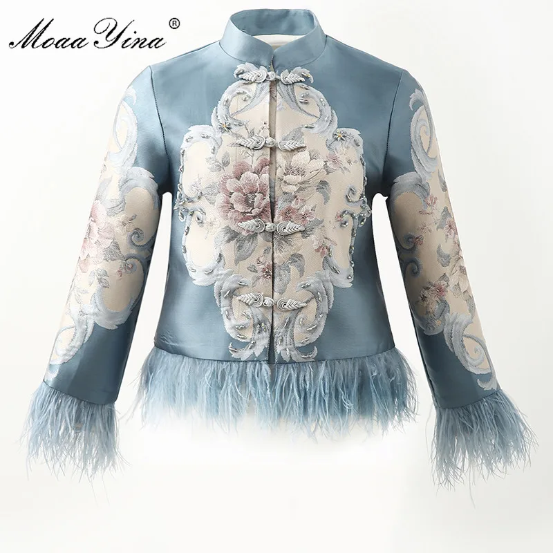 

MoaaYina High Quality Fashion Designer Jacket jacket Autumn Women Floral Beading Tassel Casual Elegant Short Jacket jacket